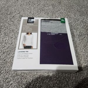 Felina 2-Pack Long Sleeve Tees - Purple & Heather Gray Size XL New